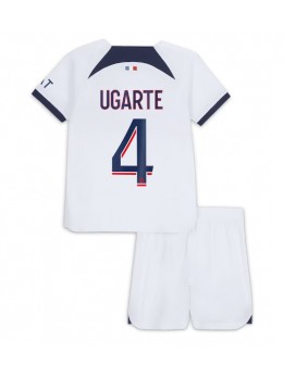 Otroški Nogometna dresi replika Paris Saint-Germain Manuel Ugarte #4 Gostujoči 2023-24 Kratek rokav (+ hlače)